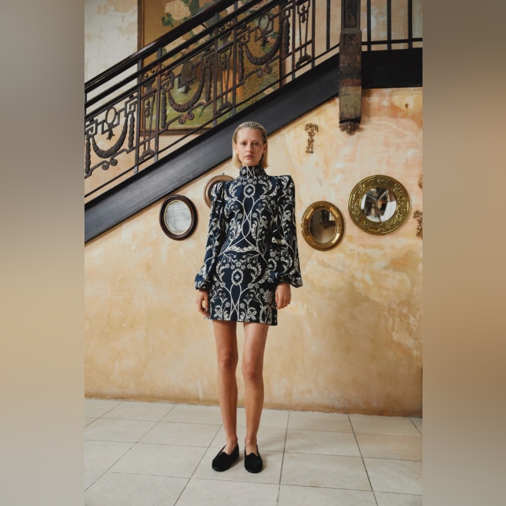 Agua by Agua Bendita Black and White Long Sleeve Dress